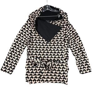 Akira Chicago Black Label Sweater Womens Large Belted Geometric‎